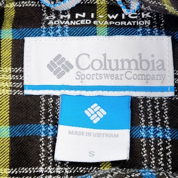 Columbia Flannel Shirt Size Small Green Plaid Earthy Grunge Omni Wick Outdoors - Picture 3 of 7